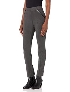 Rafaella Missy Slim Ponte Dress Pants For Women Pull-On Waistband Stretch Comfort Fit Flat Front