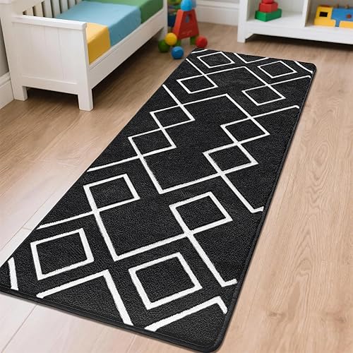 Miniatura 7 de Alfombra de pasillo suave, alfombra marroquí antideslizante para dormitorio, alfombra geométrica de área pequeña con espuma viscoelástica para sala