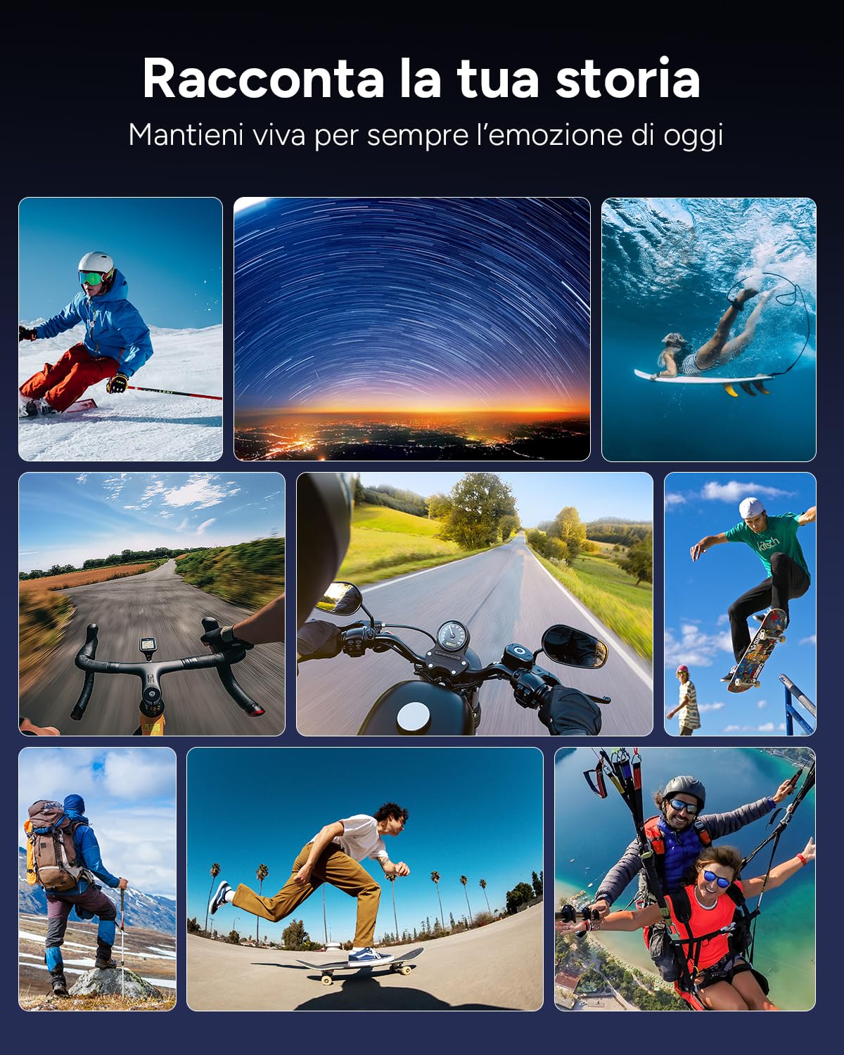SJCAM SJ6 ULTRA Action Cam 4K Doppio Schermo Touch Videocamera Subacquea 30M Sensore 1/2.7" CMOS 166° Grandangolo Stabilizzazione EIS 6-Assi WiFi 2 Batterie Kit Accessori Moto
