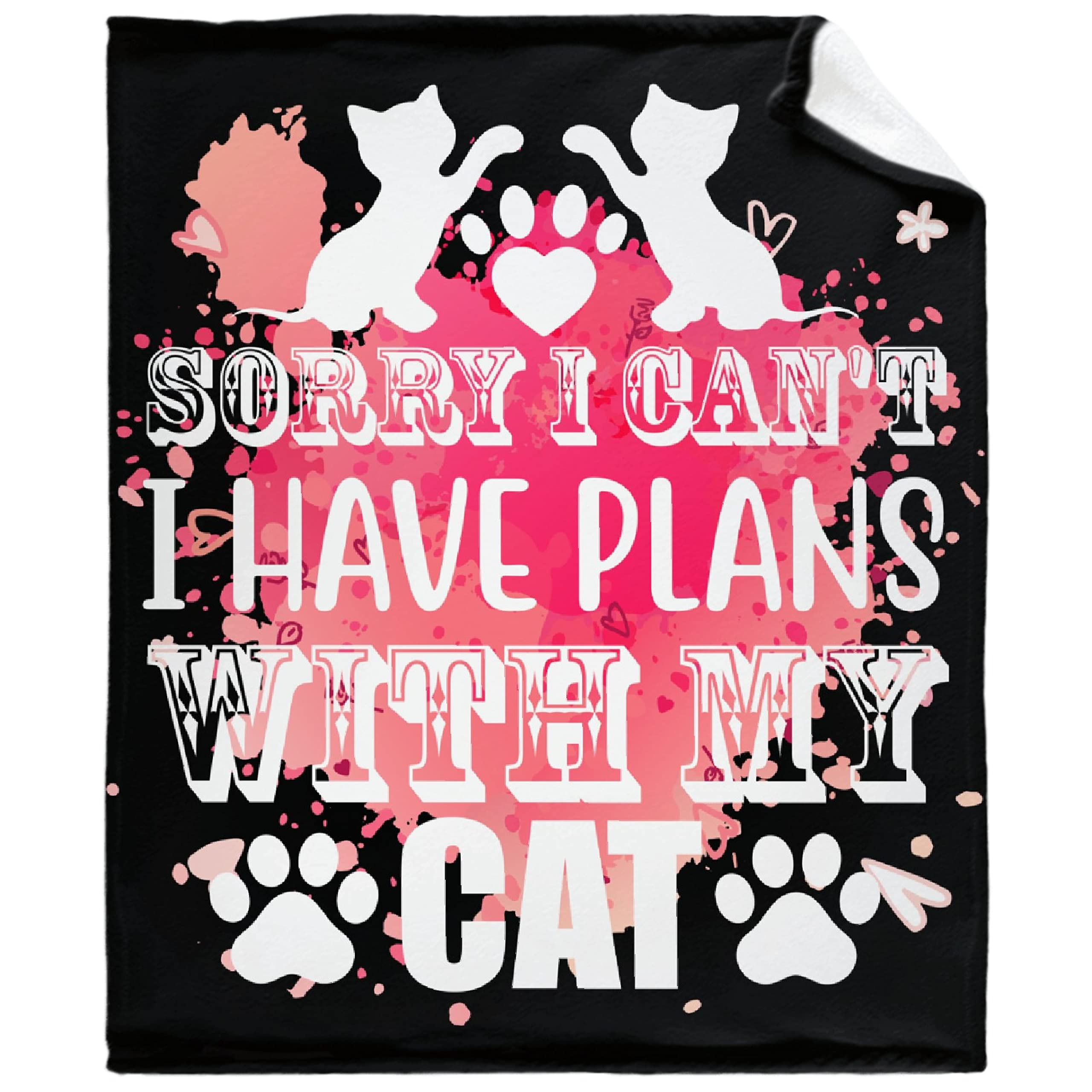 caimizogojocrz Sorry I Can't I Have Plans with My Cat Flannel Fleece Throw Blankets, Super Soft Cozy Lightweight Swaddle Blanket for Couch Chair Bed Sofa Office Teen or Nap Size 50