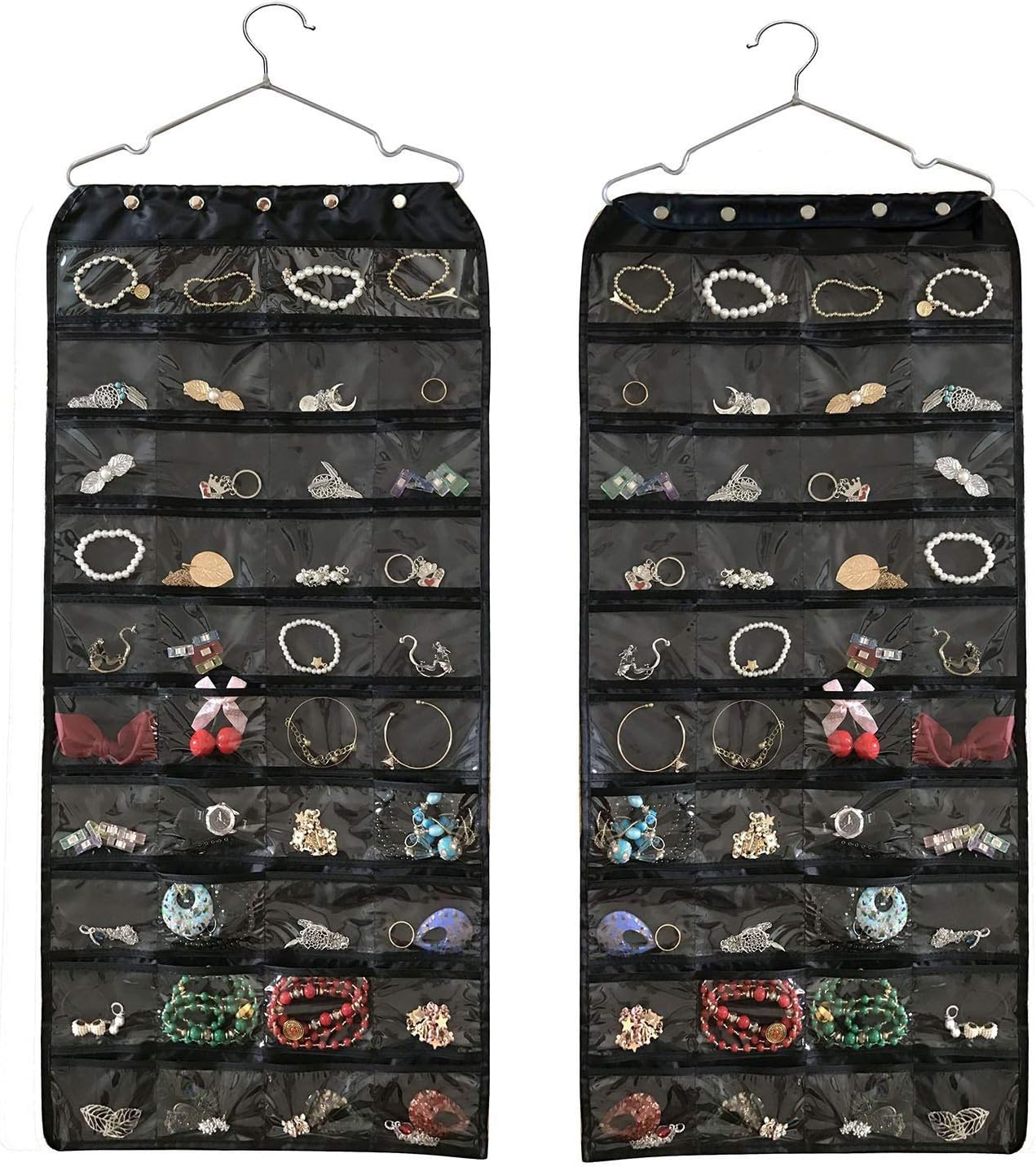 Hanging Jewelry Organizer,Accessories Organizer,Oxford 80 Pocket Organizer for Holding Jewelries (Black)