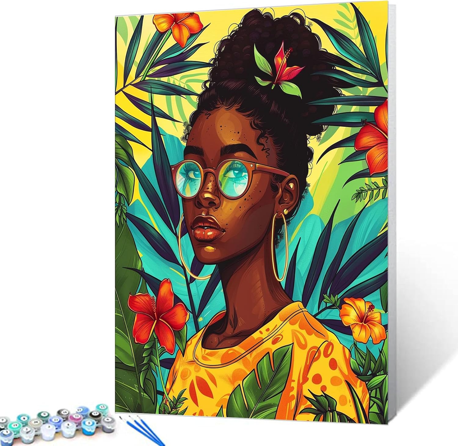 African Black Girl Oil Painting American Afro Woman Oil