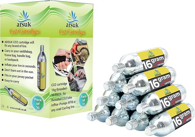 ARSUK 16g CO2 Cartridges Threaded Gas Capsule Quick Air Refill - For CO2 Bike Bicycle Inflator Pump