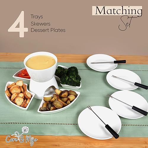 Miniatura 2 de Juego de ollas de fondue  Juego de fondue familiar e interactivo con fuente de calor de luz de té  Olla de cerámica de calidad para cualquier cena o