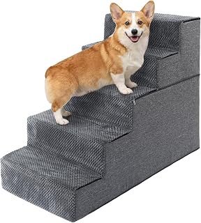 Step Dog Stairs for High Beds (5/6/7-Step) Tall for Small Dogs ((30Lx 16Wx23H))