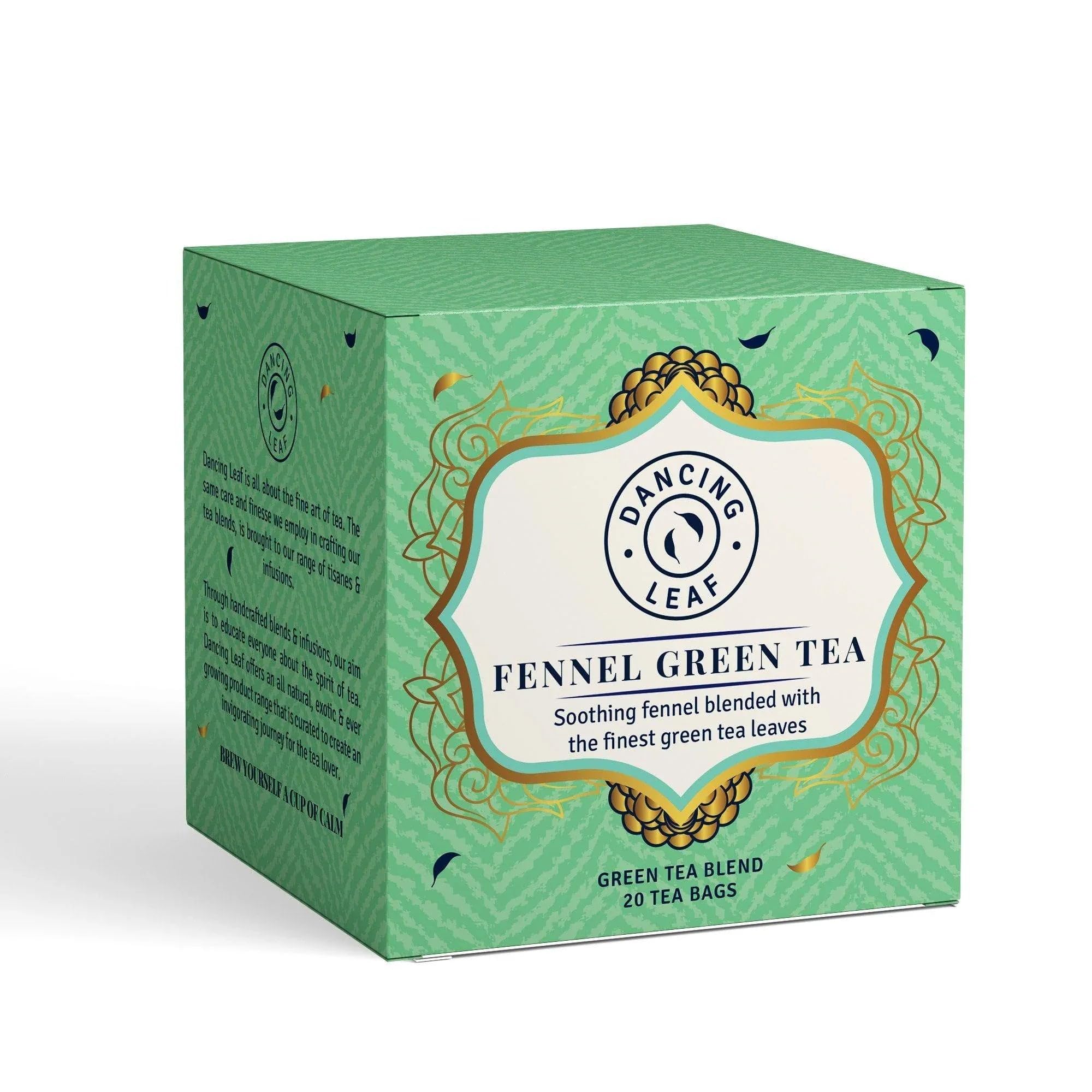 Dancing Leaf Fennel Green Tea Bags Digestive Support Palate Cleanser Antioxidant Rich Herbal Infusion with Fennel Star Anise Liquorice Soothing Calming Eco Friendly Biodegradable (20 Tea Bags) — Amazon image 4