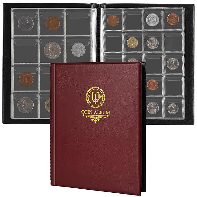 Álbum de Monedas de 160 Bolsillos 10 Hojas Portaláminas Tamaños