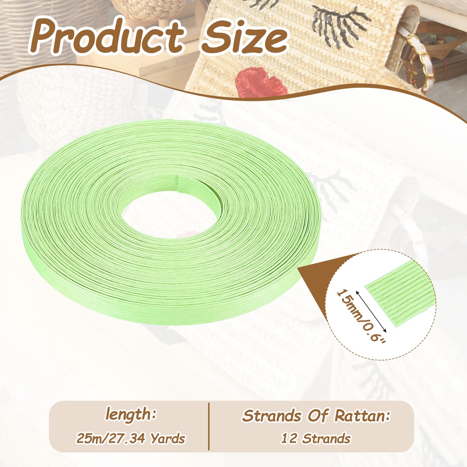 PATIKIL 27.3 Yards x 0.6" Paper Rattan Weaving Cane - Image 2