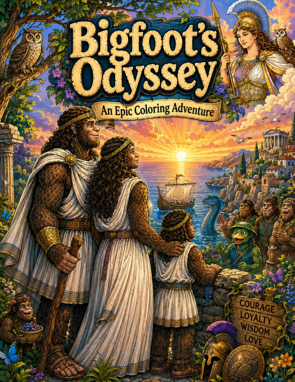 Bigfoot's Odyssey: An Epic Coloring Adventure: A Mythical Journey Through Ancient Greece (Color Me Weird Coloring Books)