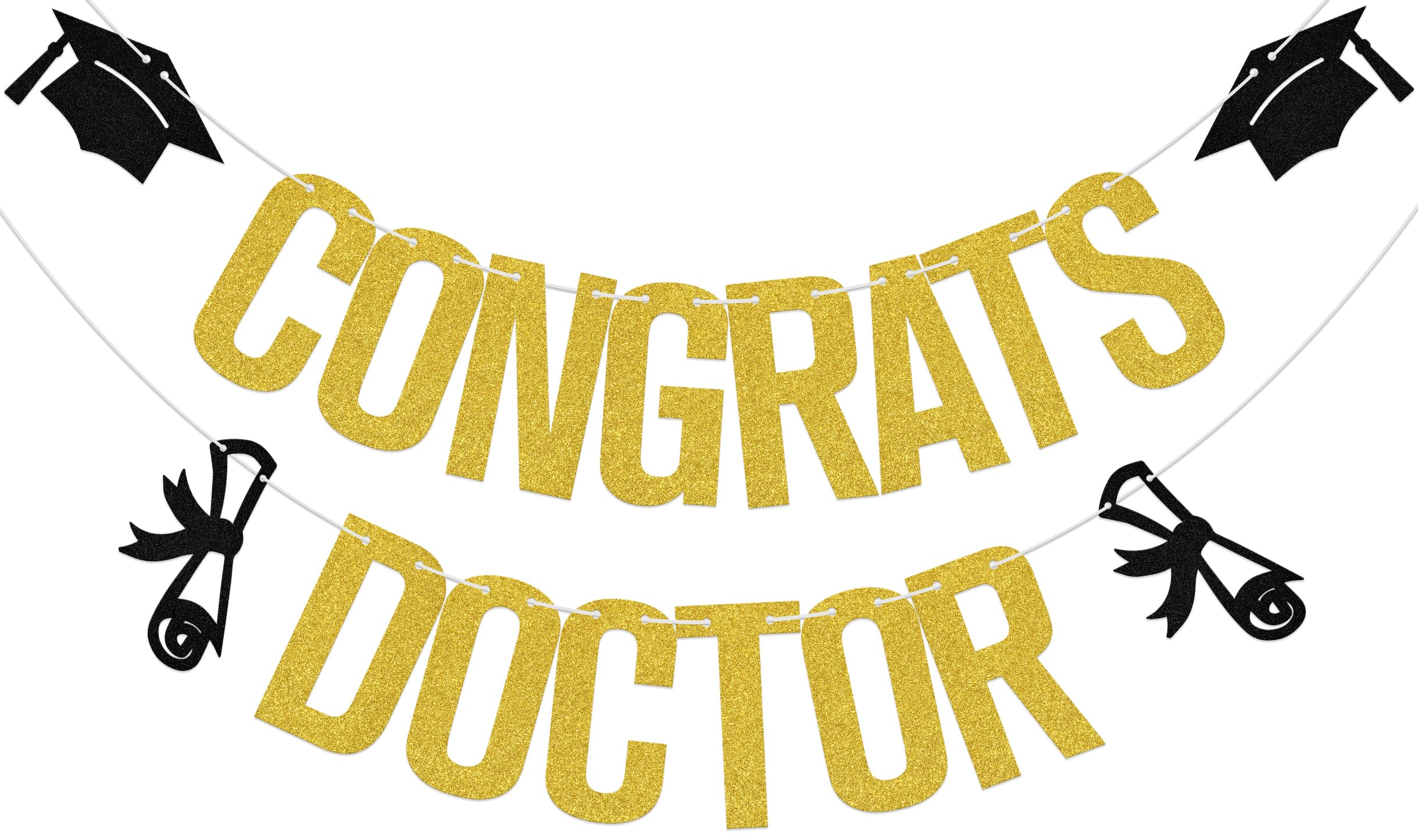 Aumccxz Congrats Doctor Banner Doctorate Graduation Decorations Medical School Graduation Decorations Gold
