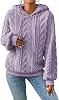 Narecte Sherpa Hoodies for Women Fluffy Hooded Sweatshirt Pullover Hoodie with Pattern Womens Warm Fleece Sweaters