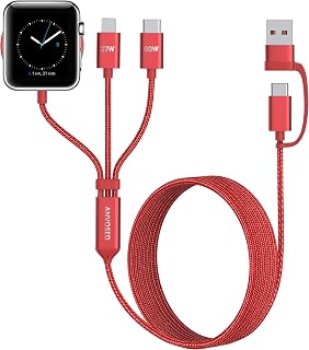 60W Fast Charging Cable for Apple Watch Charger, 6-in-1 Portable Multi Charging Cable for iPhone, Apple Watch Series 1–11/SE/Ultra, Essentials
