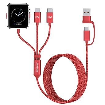 60W Fast Charging Cable for Apple Watch Charger, 6-in-1 Portable Multi Charging Cable for iPhone, Apple Watch Series 111/SE/Ultra, Essentials
