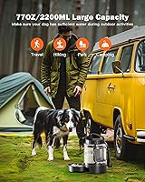Vista 2 de Botella de agua grande para perros de 77 onzas – Dispensador de agua portátil para perros de viaje y tazón – Jarra de agua para mascotas a prueba