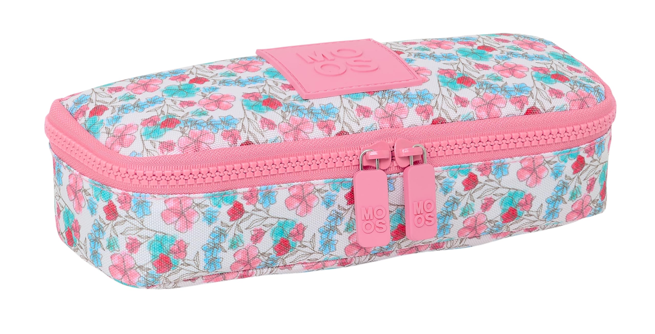 safta Moos Flores Pencil Case for Kids, Recyclable Fabric, Pencil Case for Kids, Ideal for School Age, Comfortable and Versatile, Quality and Resilience, 22 x 8 x 5 cm, Colourful, Estándar, Casual