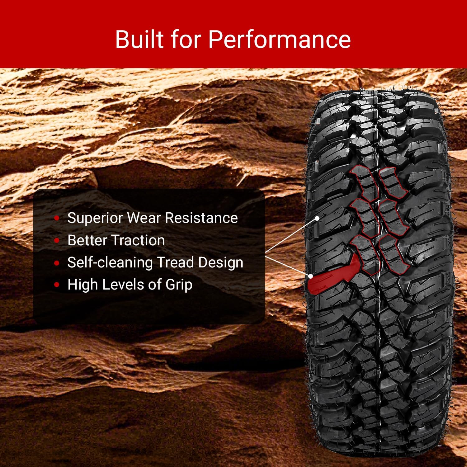 Set of 4 FORERUNNER 32X10R14 ATV tires, 8PR Tubeless UTV Tires, All-terrain Tires