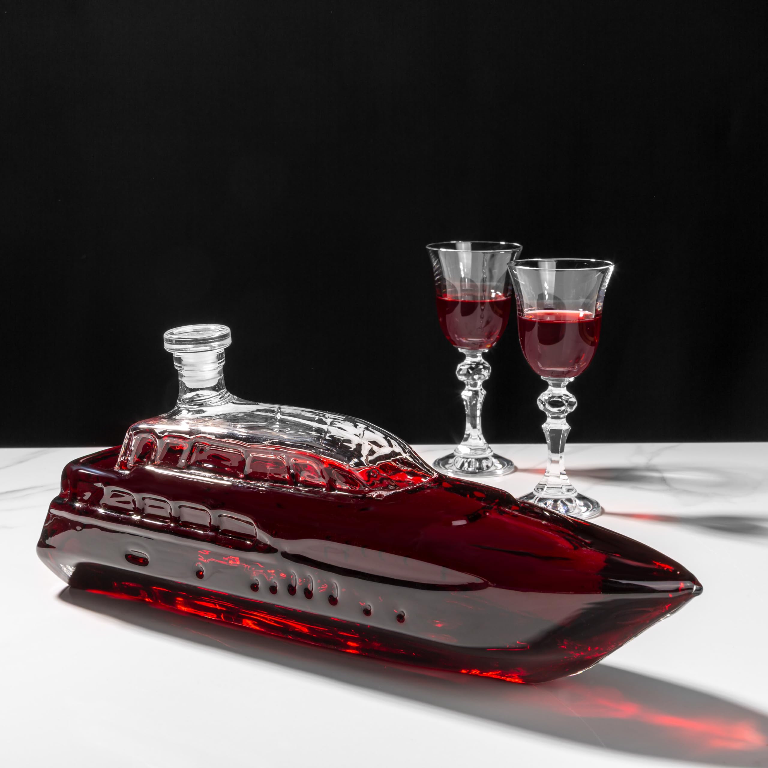 Froster Carafe Yacht, Carafe Whisky 1000 ml, Bateau à Moteur Decanter, Cadeau 40 ans Homme, un Amateur de Whisky