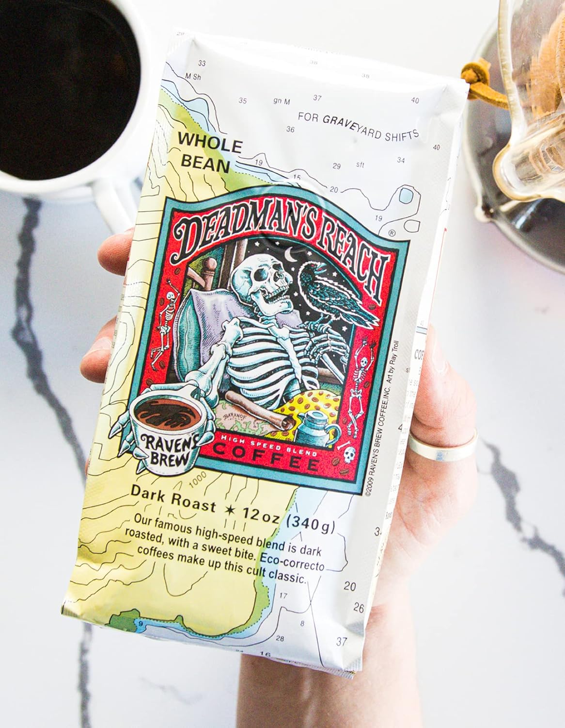 Raven's Brew Coffee High Caffeine Coffee Dark Roast Whole Bean – Deadman's Reach 2-pack of 12oz - Image 3