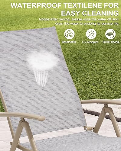 Miniatura 30 de Crestlive Products Juego de 2 tumbonas para exteriores, silla reclinable plegable de aluminio, ajustable 8 posiciones, sin montaje, perfecta