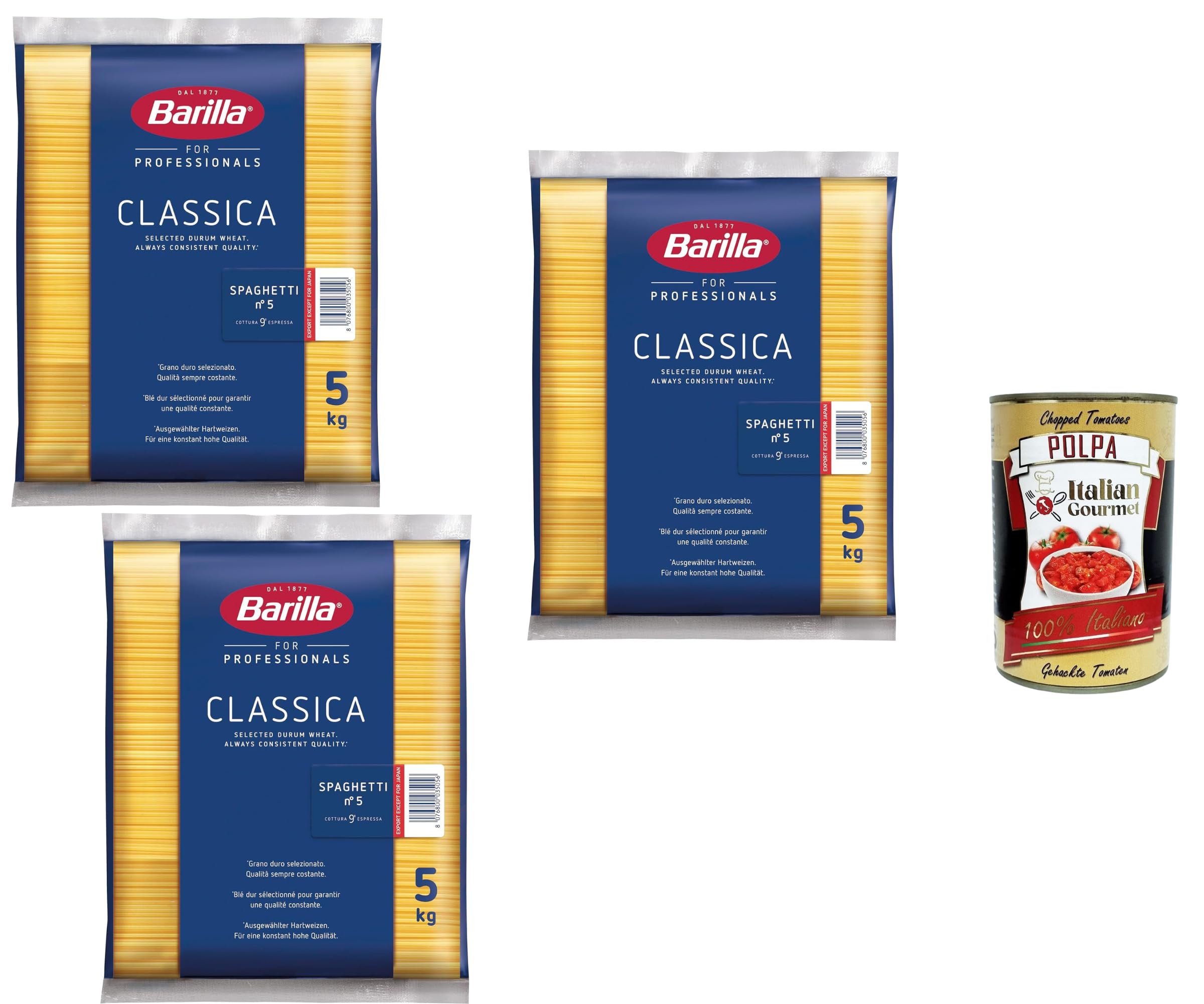 Italian Gourmet Spaghetti N.5 Pasta classica Hartweizen Großpackung 3 x 5kg