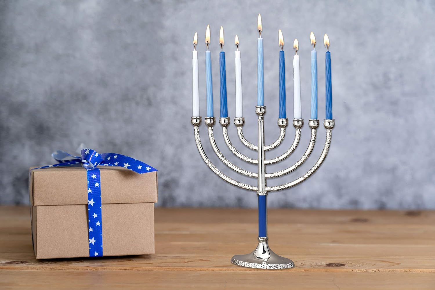 Rite Lite Classic Chanukah Menorah with Hammered Accents with Black & Silver - Hanukah Menorah (Black & Silver) : Home & Kitchen