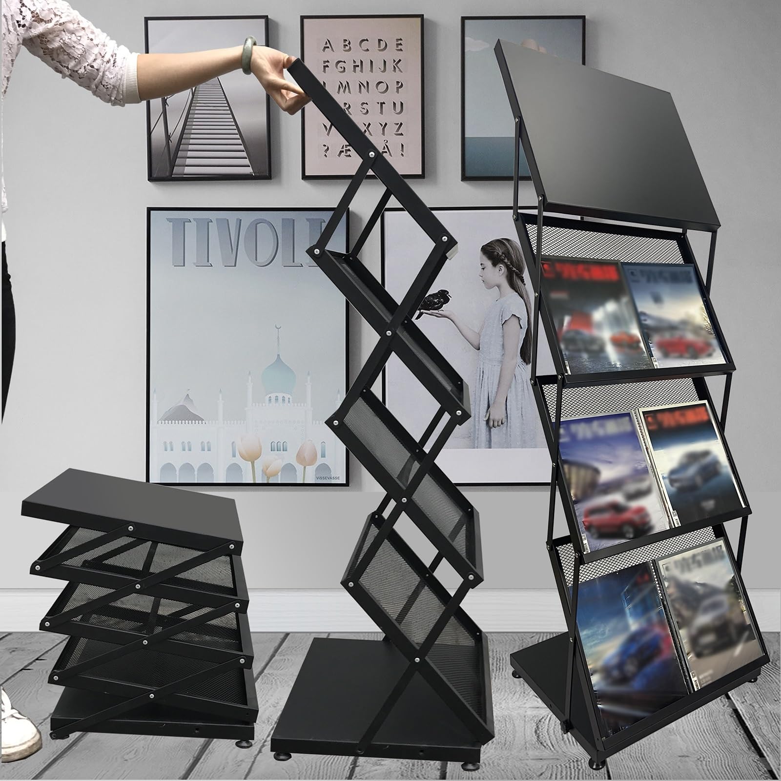 zeitungsständer Literaturständer - Stehender Zeitschriftenständer, 3 4 Tier Katalog Stehen Faltbare Messe Broschüre Halter Für Ausstellungen Banken Zeitungsstand ( Size : White 3 Tier 46x37x132 cm )