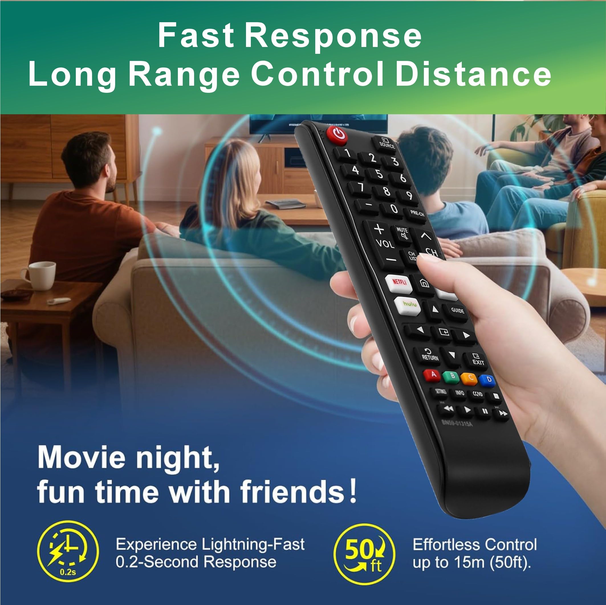 Uniwersalny pilot kompatybilny z Samsung TV Remote, IR, bez głosu, kompatybilny ze wszystkimi modelami Smart LCD LED HDTV 3D Smart TV BN59-01315J BN59-01315A BN59-01301A