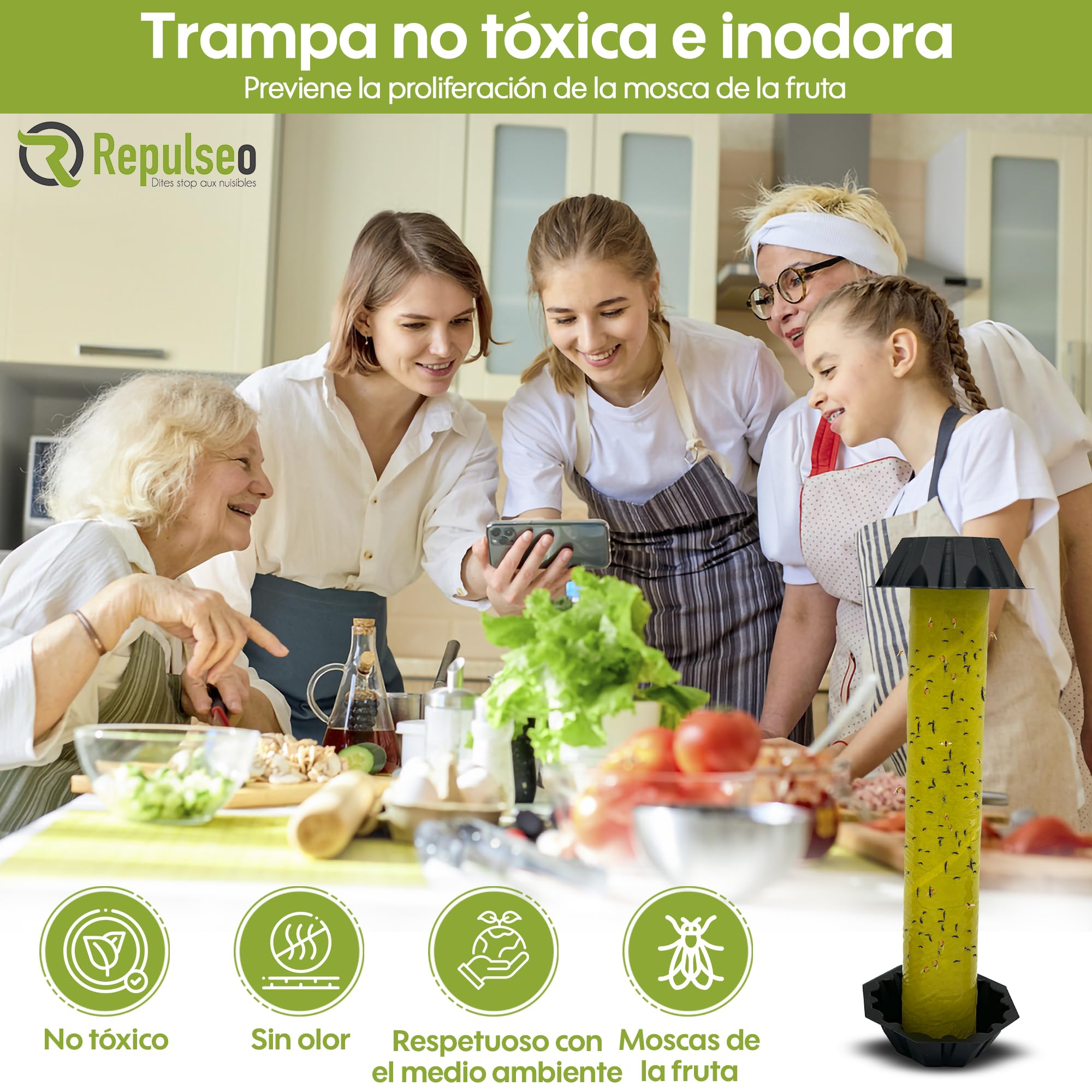 Trampa para Moscas de Fruta ✯Made IN UE✯, Antimosquitos Interior Cocina, Atrapa Mosquitos [Remedio Natural y sin Insecticida]