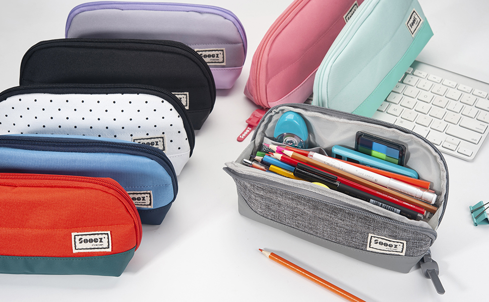 Amazon.com : Sooez Wide-Opening Pencil Pen Case, Lightweight
