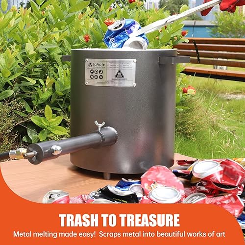 Miniatura 2 de TOAUTO Horno de gas TMF6000B-V3 mejorado de 13.2 lbs de horno de gas 2,372.0 °F/2372 °F para reciclaje de chatarra de metal dorado plata cobre