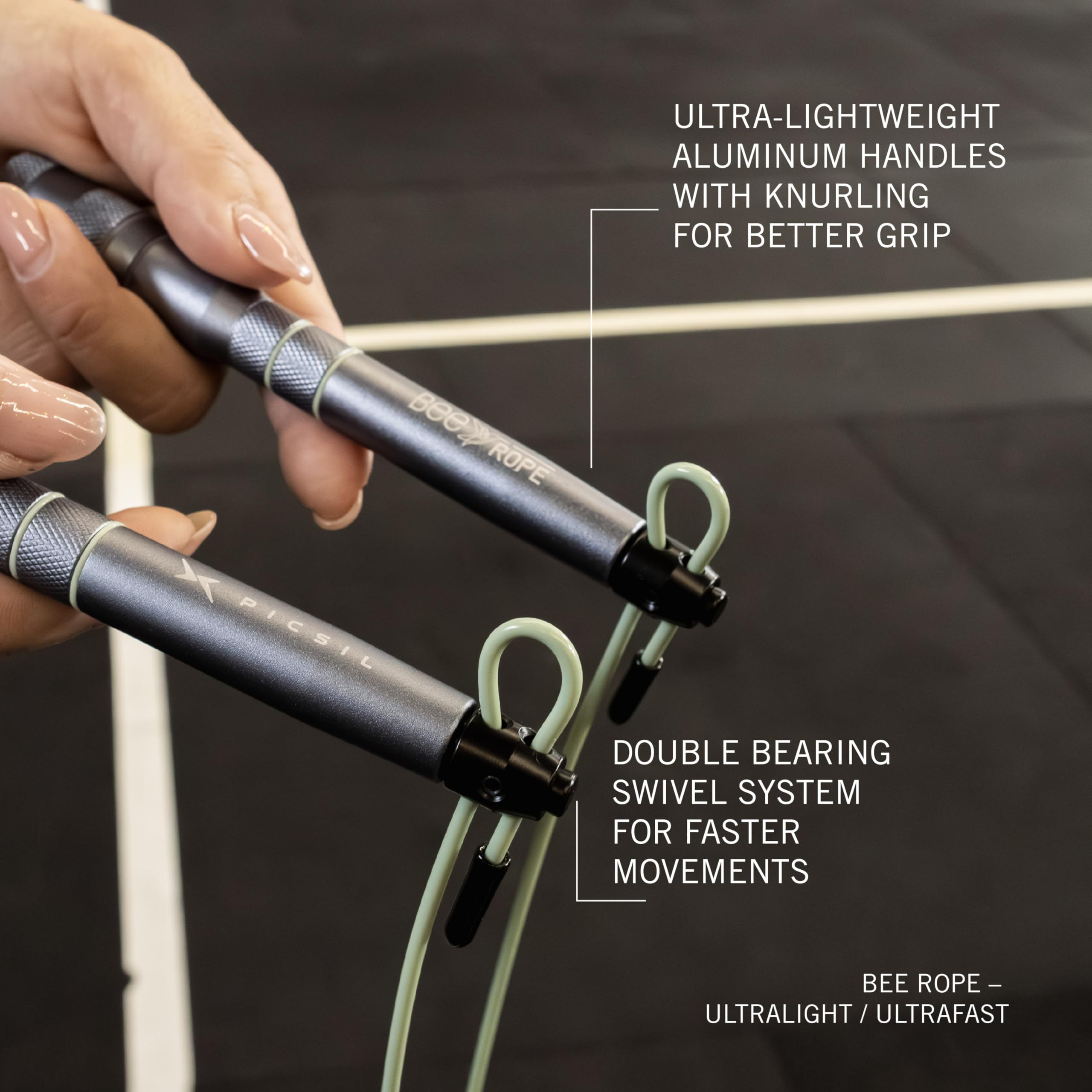 PICSIL BEE Speed Rope – Regulowany i lekki skakanka z wzmocnionym kablem, aluminiowymi ergonomicznymi uchwytami i płynną rotacją. Idealna do Cross Trainingu, fitnessu i double unders