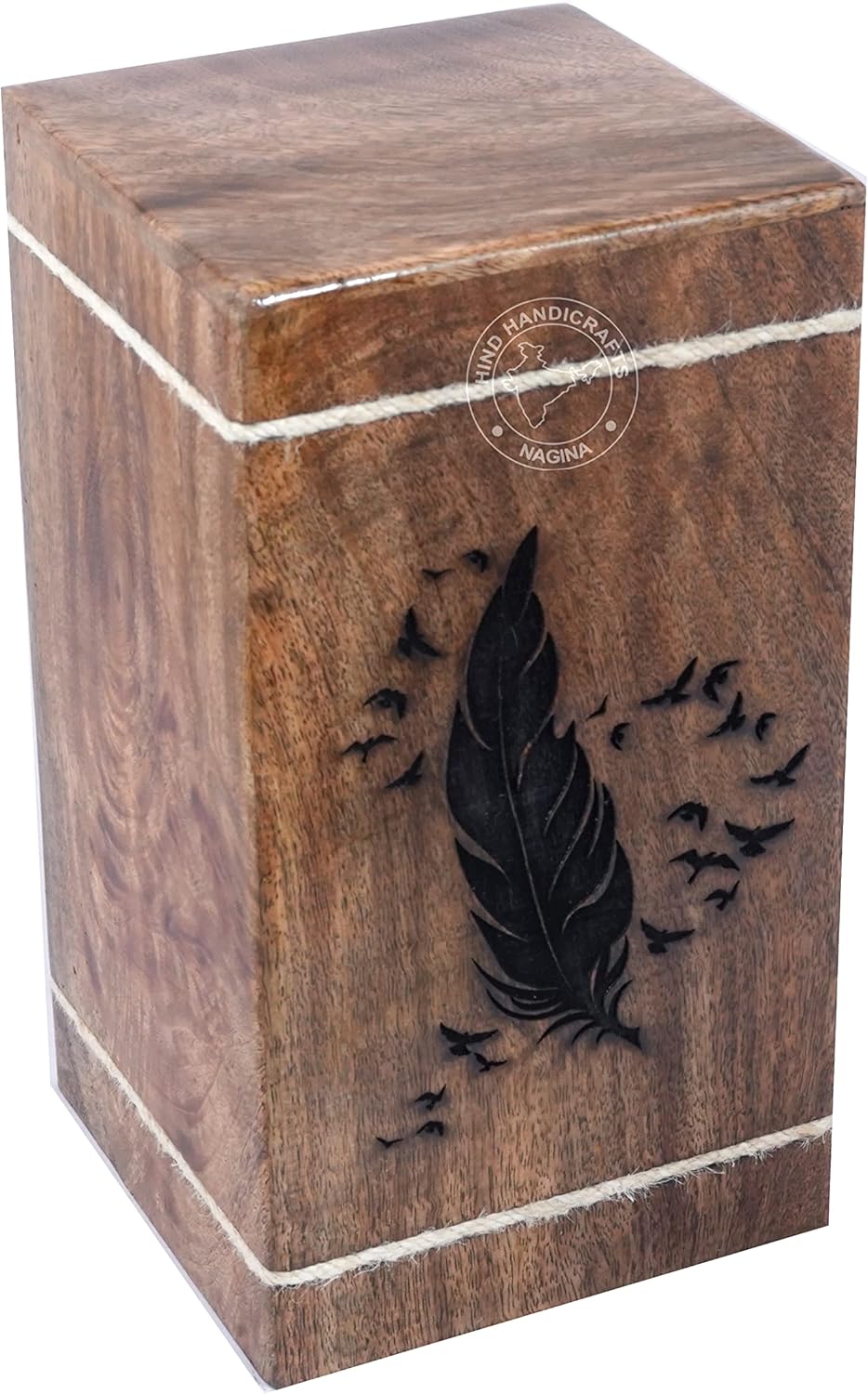 Wooden Cremation Urn for Human Ashes Adult – Anchor Handcrafted Solid Hardwood Burial Urn Box | Large 250 Cu in Capacity | Nautical Memorial Urn with Anchor Engraving for Home Columbarium or Burial