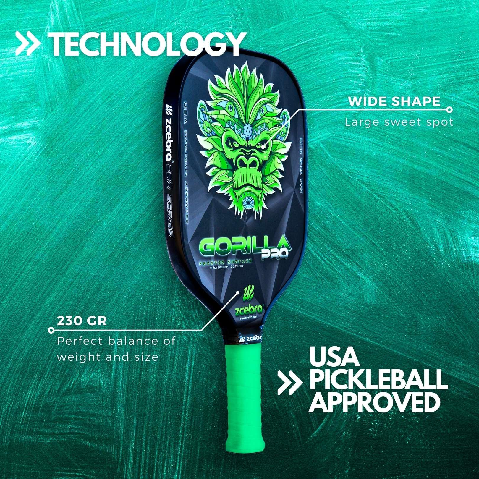 ZCEBRA Pickleballracket grafiet - racket van koolstofvezel, kern van bijenhout, polypropyleen, beschermhoes van neopreen Pink Edition