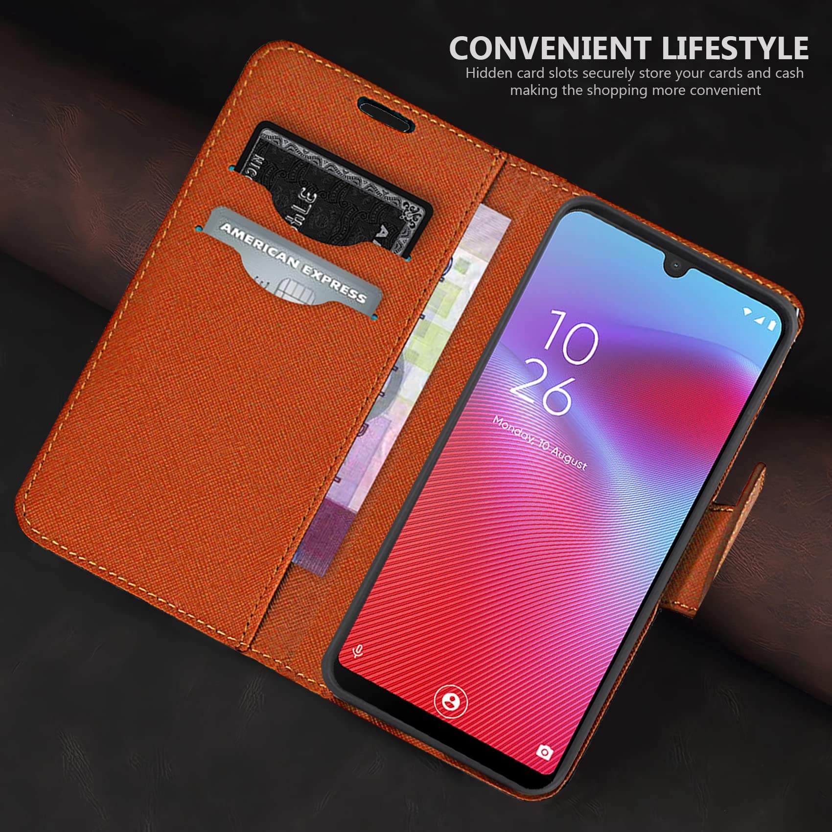 Cover Per Vodafone Smart N10 Custodia Compatibile Con Vodafone Smart N10 Custodia Per Telefono Custodia A Portafoglio Magnetica In Pelle PU Kickstand CPT52 - Foto 9