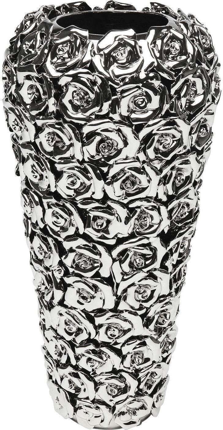 KARE Design Vase Rose Multi Chrome Big, Silver, Vase, Stoneware, Chrome Plated, Handmade, 45x22x22cm (h/w/d)