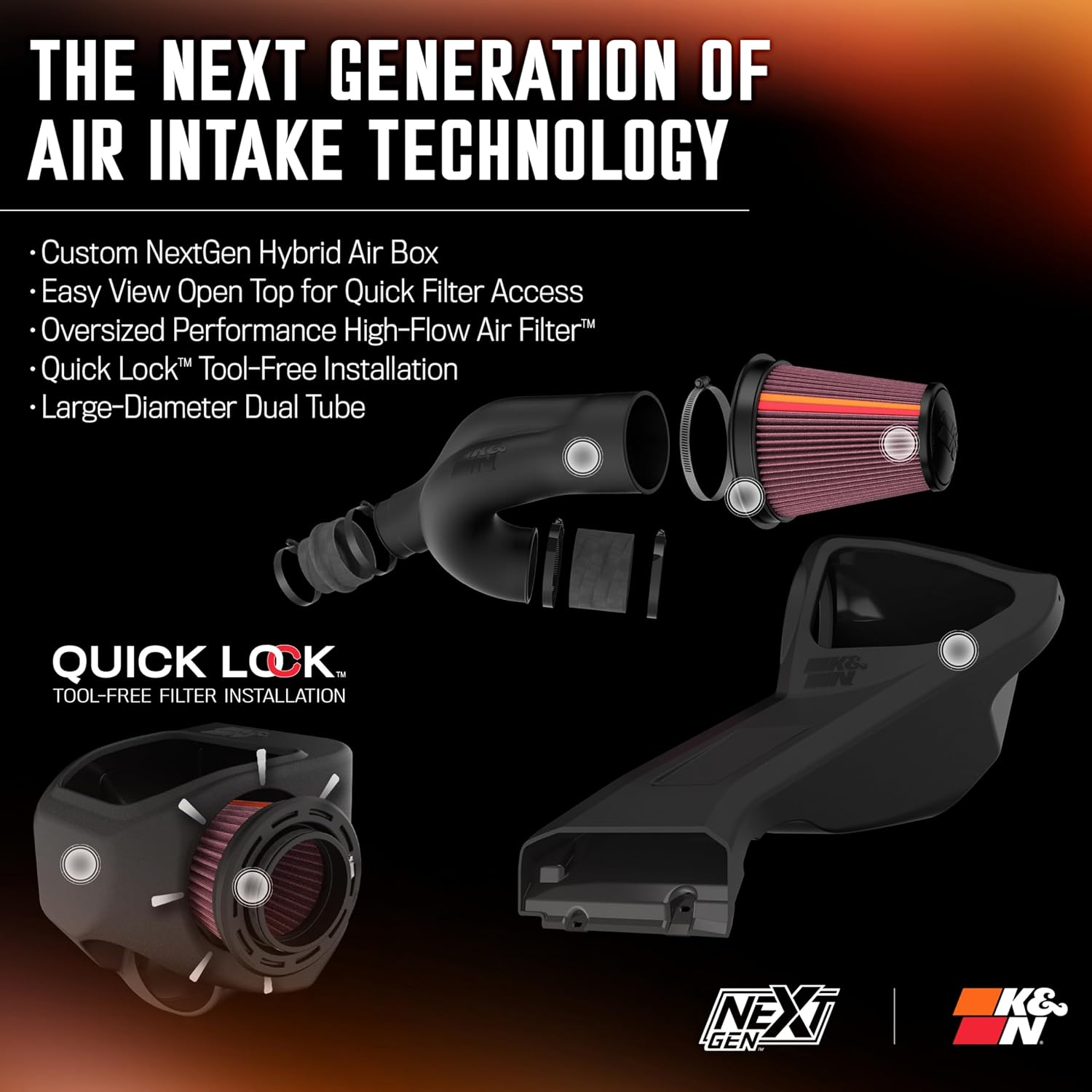 K&N NextGen Cold Air Intake System: High-Flow Cotton Filter: Compatible with 2017-2020 FORD: F150, F150 Raptor, 50-2609