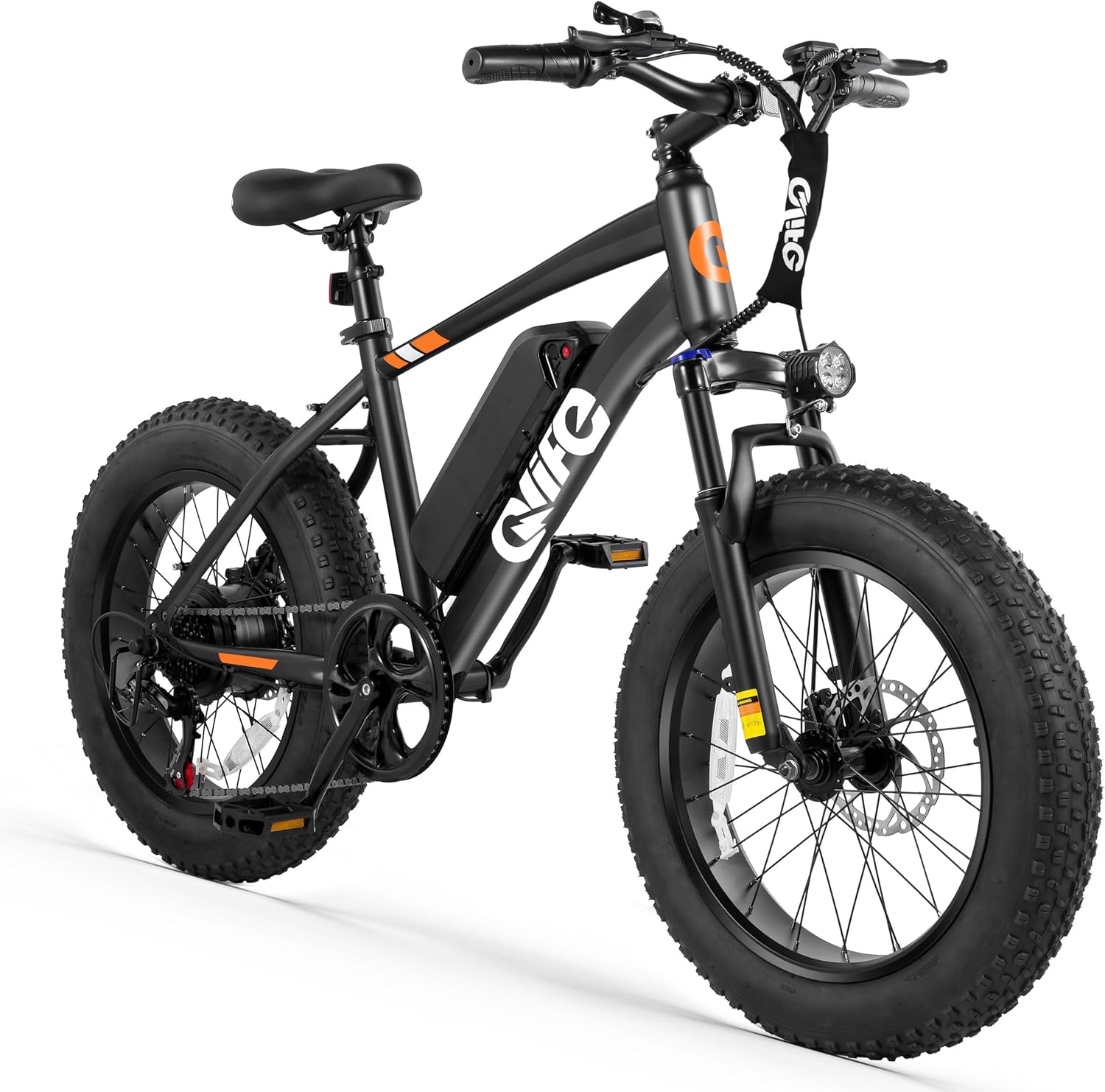 Qlife Racer Fat Tire Series Electric Bike for Adults, 28MPH, 50/65 Miles Mountain Ebike with Peak 1200W Brushless Motor, 48V 10AH/13AH Removable Battery, 20X4.0 Tire Step Over E-MTB with 7-Speed