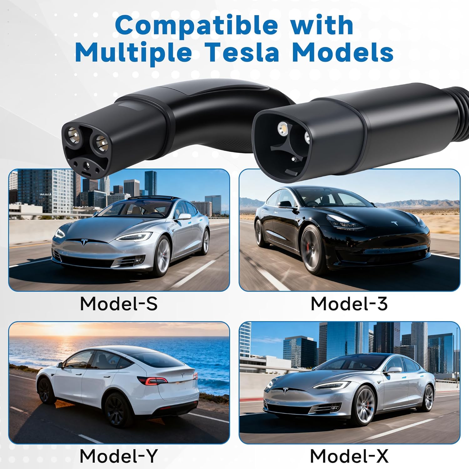 Tesla Extension Cable 50A 240V 12KW 25FT, EV Charger Extension Cord with NACS Plug for Level 1/2 Tesla Mobile Charger/Wall Connector, Compatible with Model Y/3/X/S, Portable Carry Bag, IP55 Rating