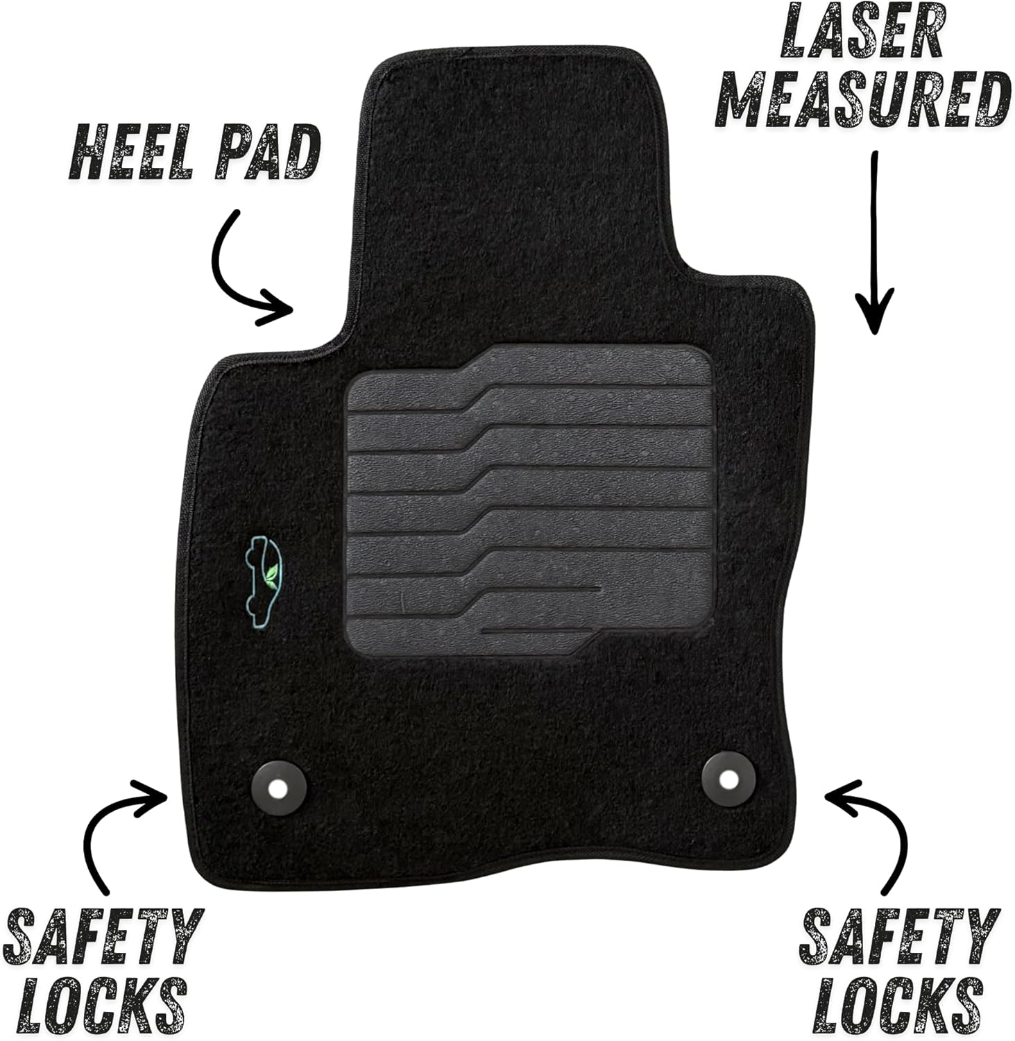 ecoMats Carpet Floor Mats Fit for 2021 to 2026 Ford Bronco Sport and 2022 to 2026 Ford Maverick (Not for Hybrid), with Non-Slip Driver Heel Pad, Safety Locks, Front and Rear, Black