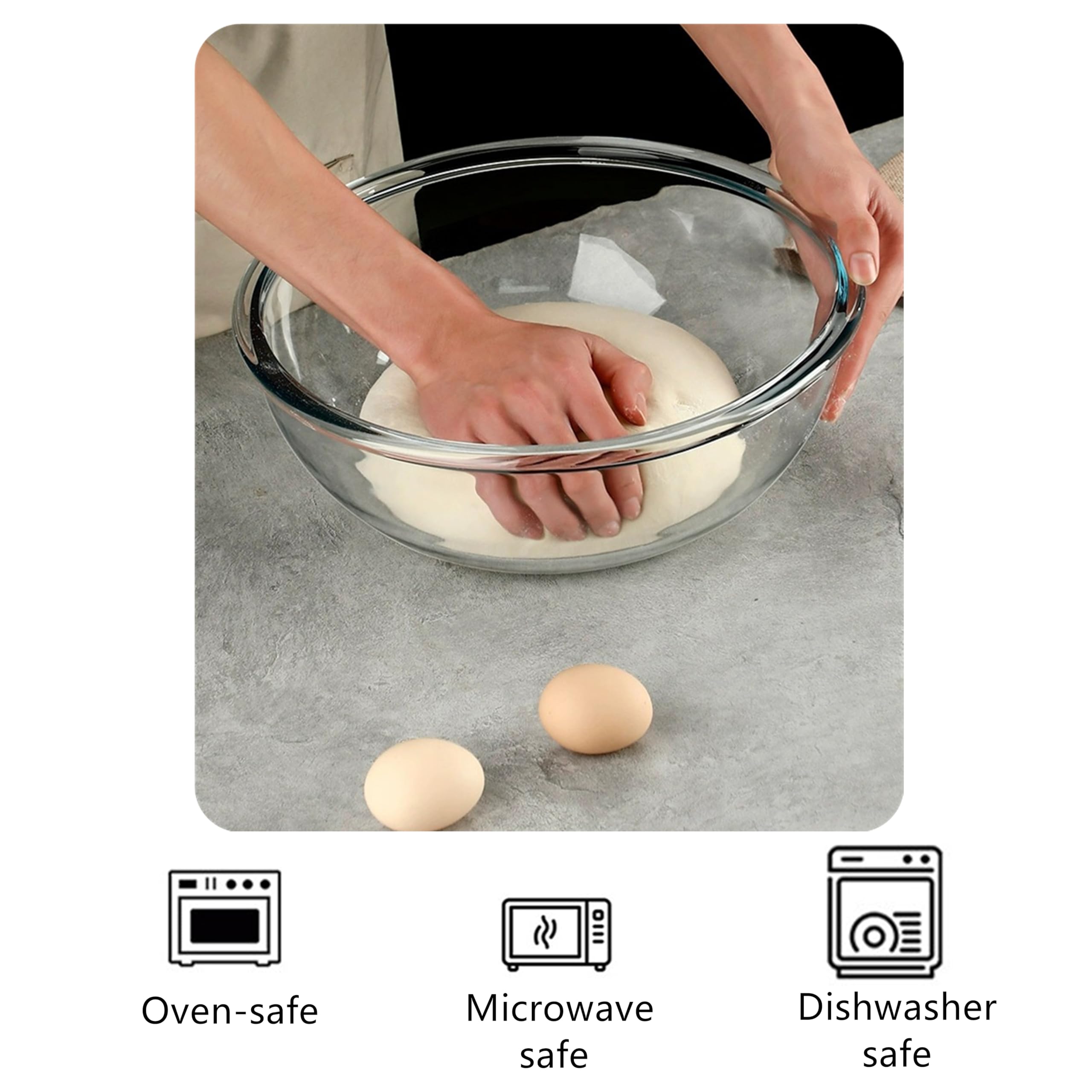 Glasschalen, 30 cm Küchenschale mit Deckel und Silikonrand, Schalen für Snacks, ofengeeignet, mikrowellengeeignet