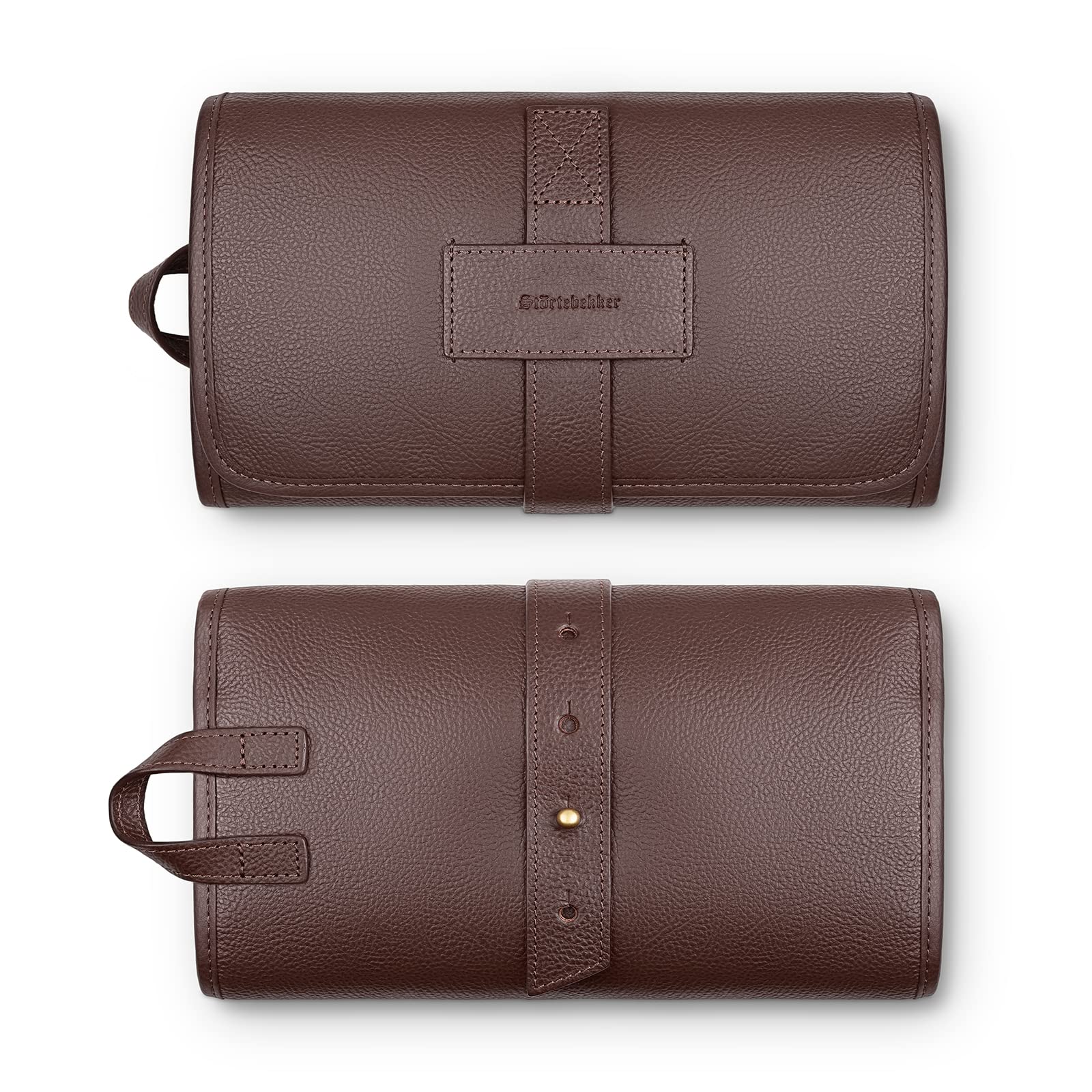 Störtebekker® Borsa da barba in pelle premium - Custodia per rasoio fatto a mano per la cura della barba, pennelo da barba, rasoio di sicurezza e accessori - Fine Toilet Bag & Borsa da toilette
