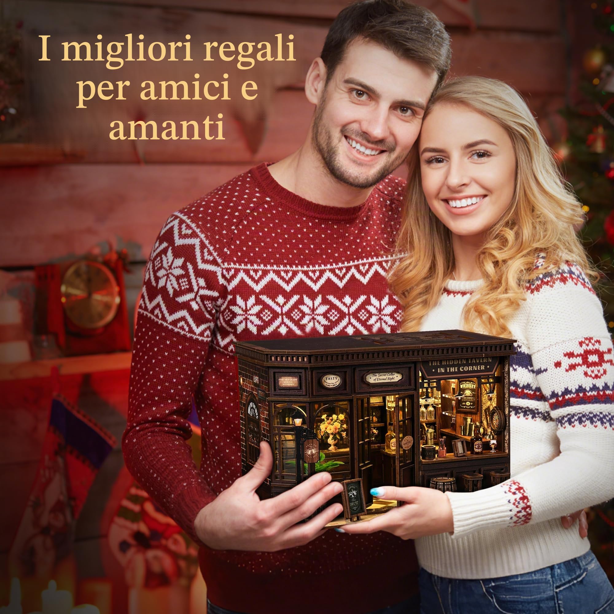 MAKEASY Book Nook Kit - Kit Casa in Miniatura Fai-da-Te per Adulti e Adolescenti, Puzzle 3D in Legno Inserto Decorativo per Libreria, Kit Modellino Tiny House Booknook, Regali Creativi per Famiglia e