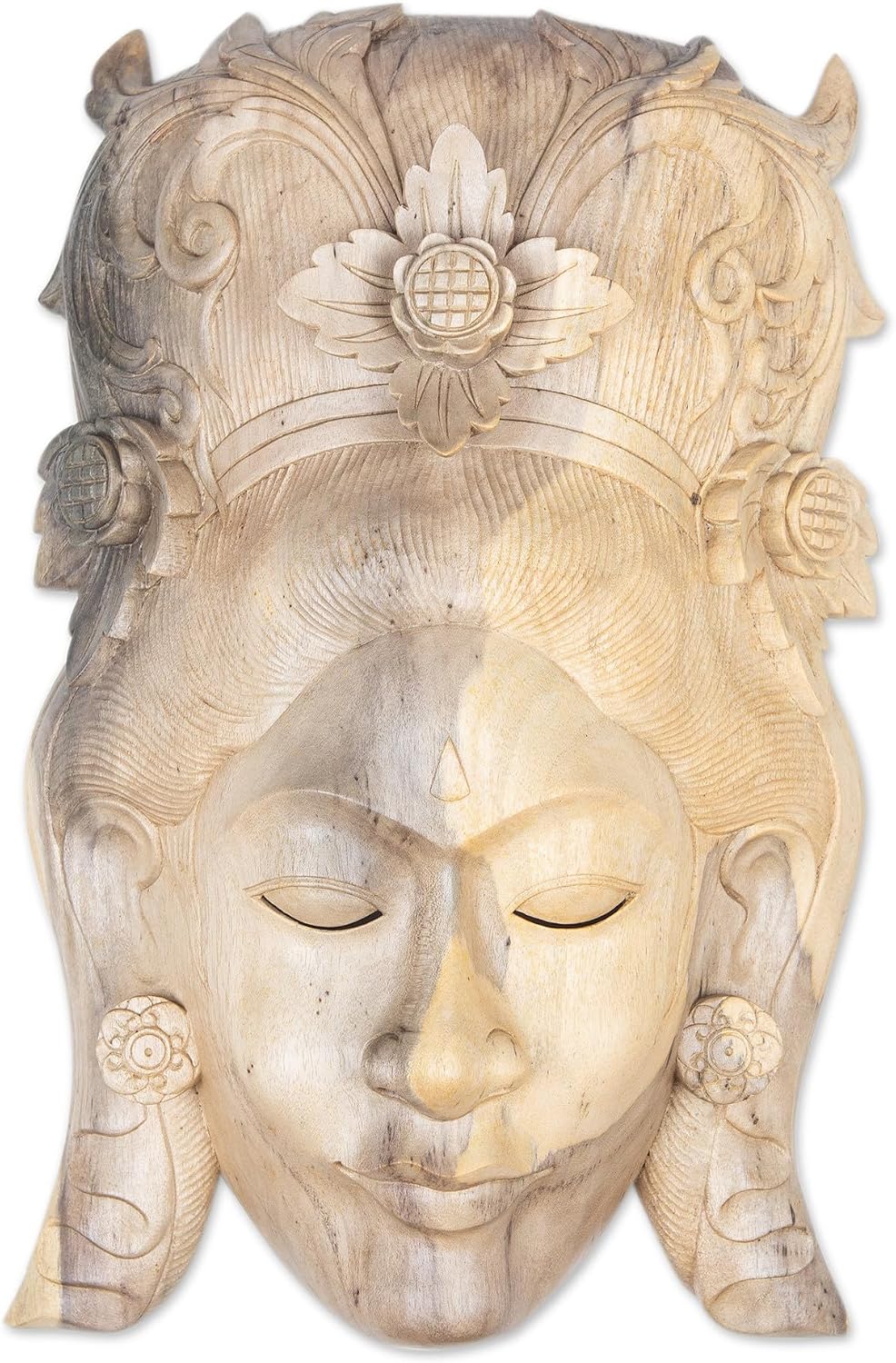 NOVICA Decorative Wood Mask, Beige