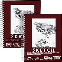 US Art Supply 9x12 Spiral Sketchbook Pads, 2 Pack 200 Sheets 60lb Acid-Free Paper - Ideal for Sketching, Drawing with Pencils, Charcoal, Markers for Artists & Students