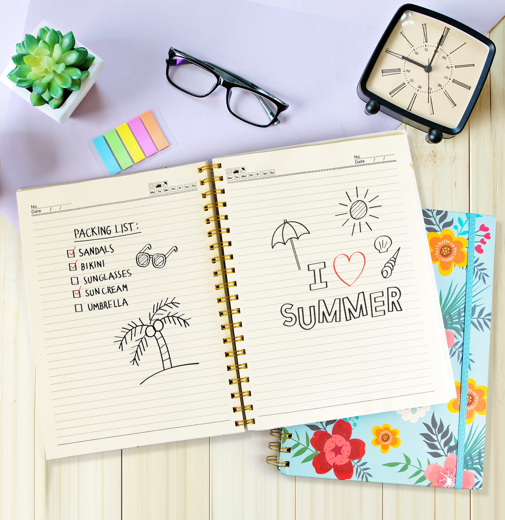 Coopay Confezione da 4 quaderni a spirale B5 con copertina rigida a spirale, motivo floreale, per ufficio, casa, scuola, business, 25,9 x 19,1 cm, carta spessa 100 g/m², 160 pagine