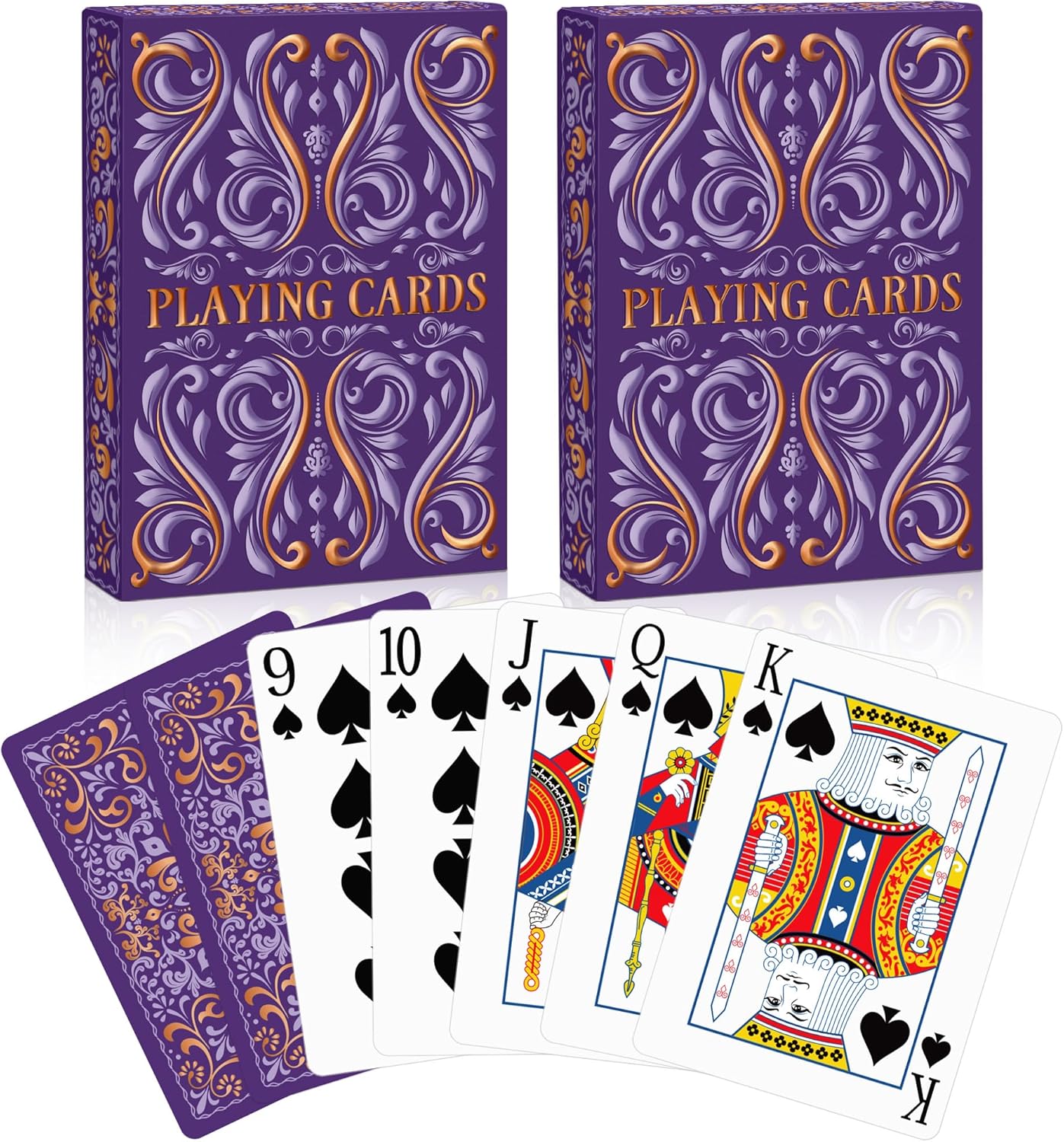 Playing Cards 2 Pack, Deck of Cards, Standard Playing Cards for Adult, Premium Poker Card Set, Deck of Playing Card for Blackjack,Euchre,Canasta,Family Game Night,Party Games (Purple)