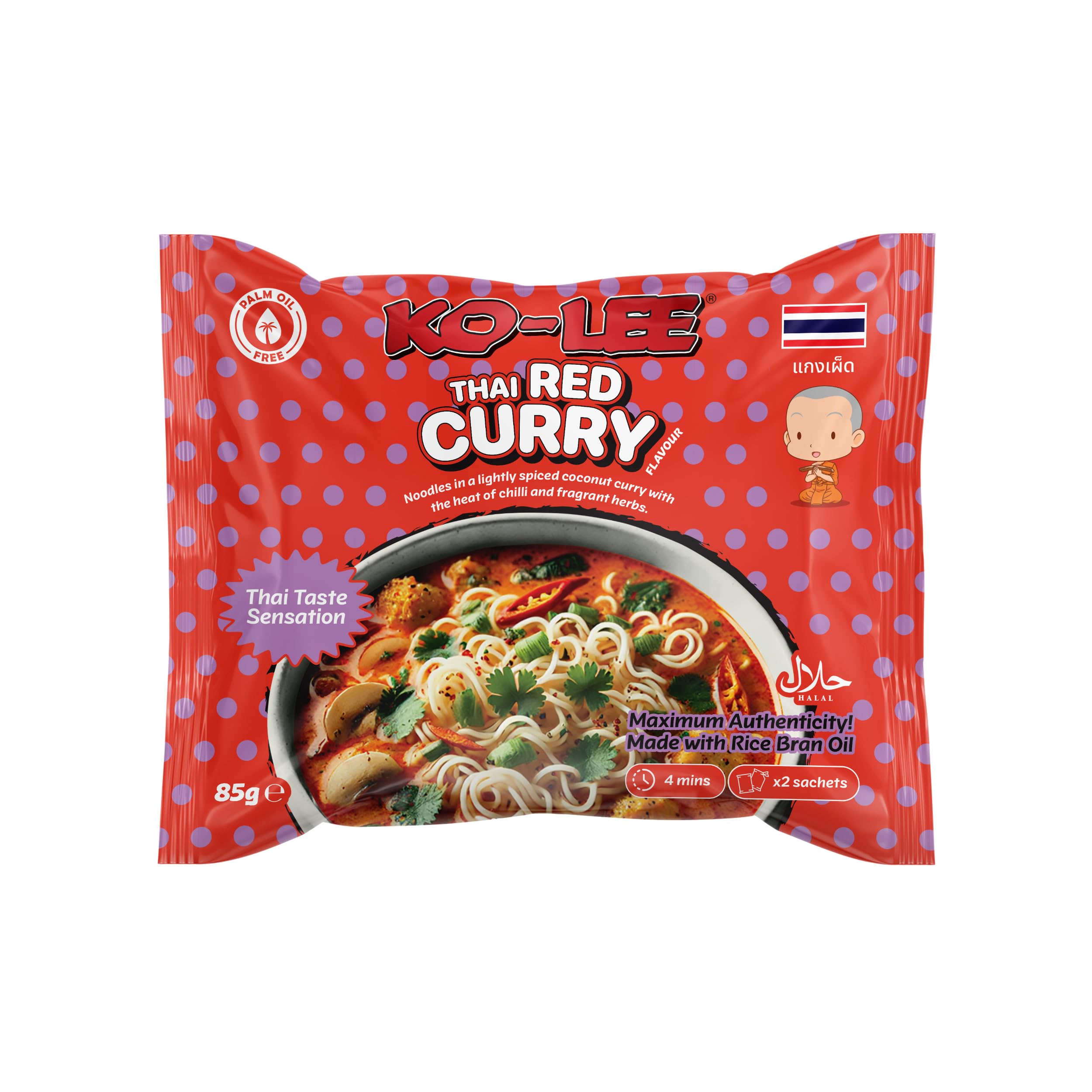 KOLEE Thai Sensation Instant Noodles – Red Curry Flavour | Spicy & Creamy Thai Classic | 85g (Pack of 22)