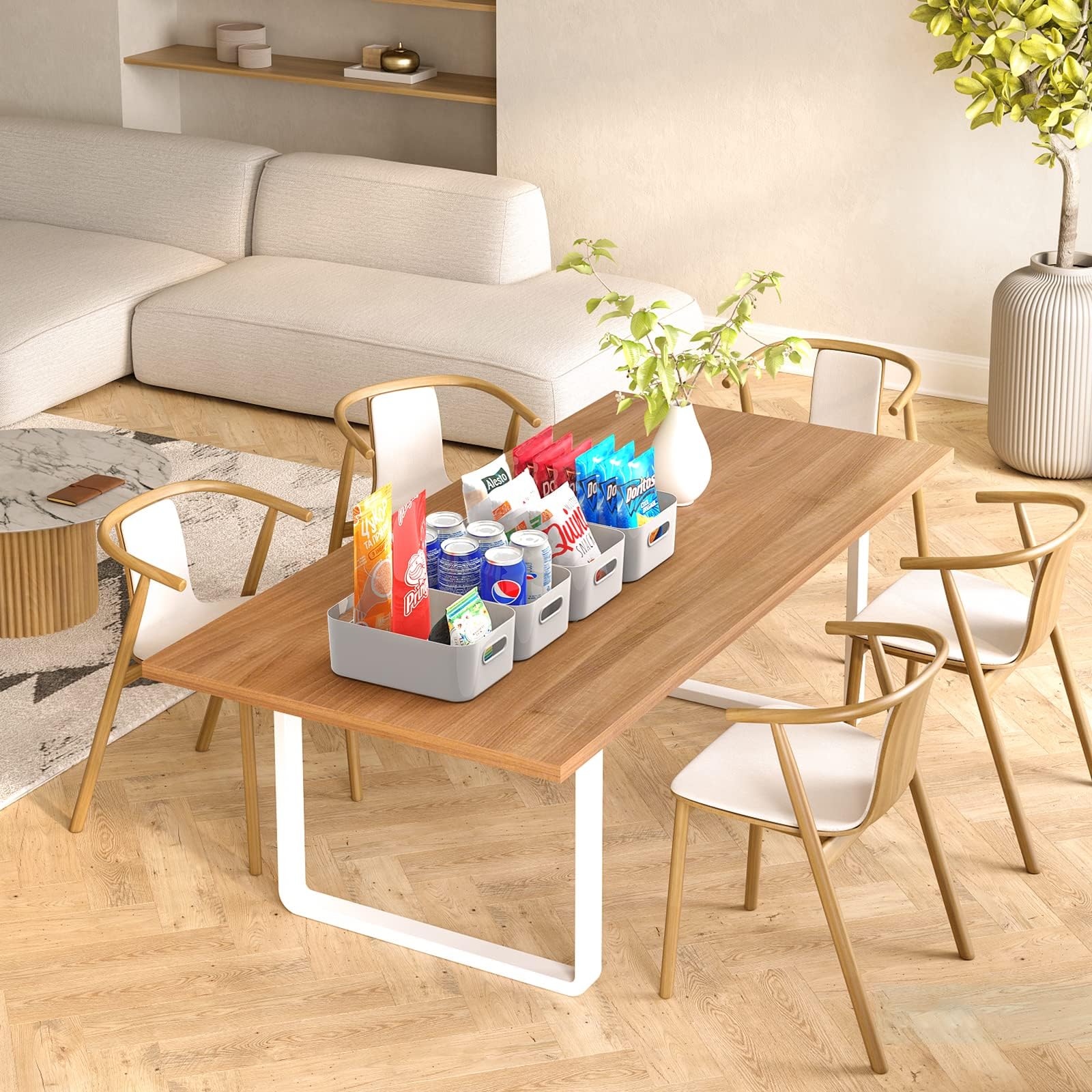 W&H 5 PCS Plastic Storage Boxes with Handle, Small Storage Baskets, Home & Kitchen Plastic Box - Image 4