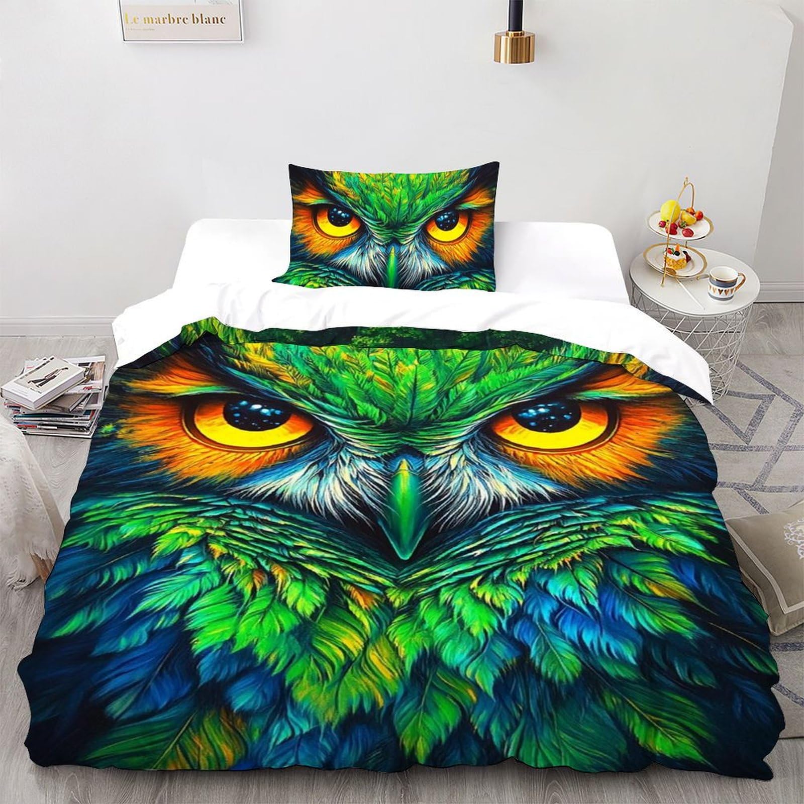 Housse de couette hibou 3D pour décorer la chambre d'enfant avec des animaux volants