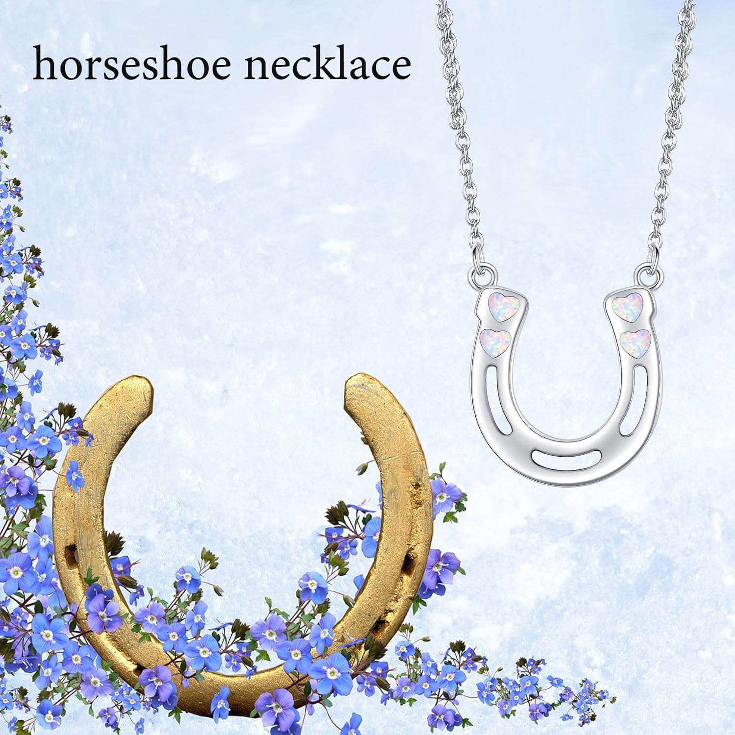 YAFEINI Horseshoe Necklace 925 Sterling Silver Opal Pendant Necklace Simple Lucky Jewelry Horseshoe Gifts for Women - Image 2